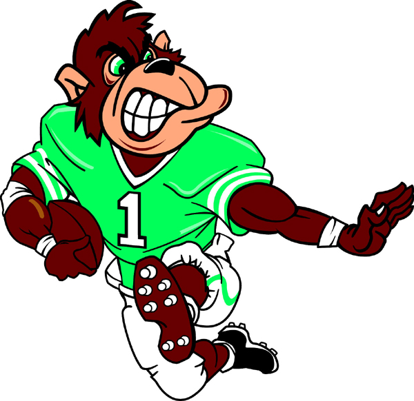 Gorilla football player team mascot color vinyl sports decal. Personalize on line. Gorilla Football